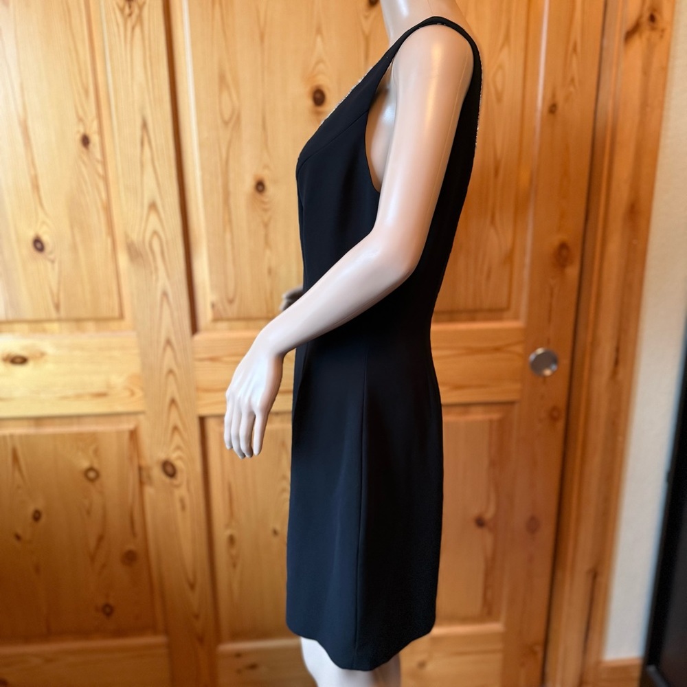 Vintage Andrea Pollizzi for Rex Lester Black Cocktail Dress 8 Rhinestone Neck - Picture 6 of 13